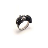 Bague BOTANICA - argent noirci, perle d’eau douce