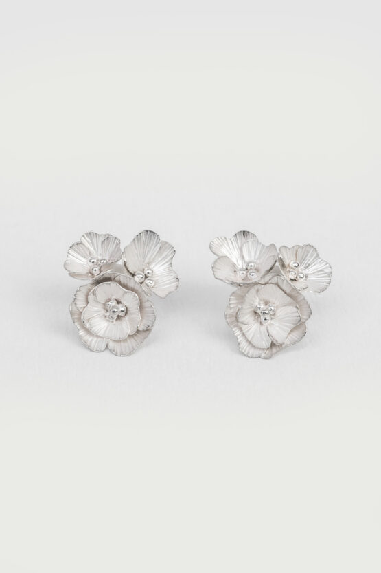 Boucles d'oreilles Délicatesse 3 fleurs argent
