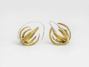 Boucles d’oreilles Succulente M laiton et argent