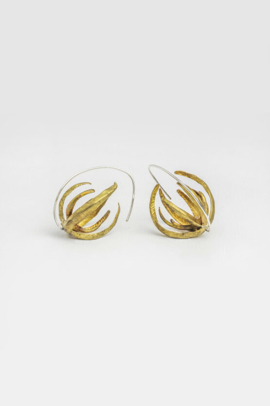 Boucles d'oreilles Succulente M laiton et argent