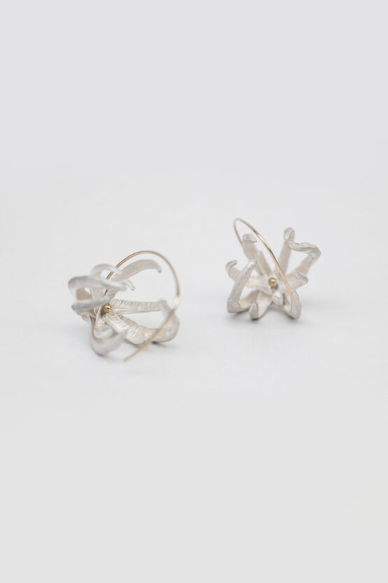 Boucles d'oreilles Succulente M argent et or