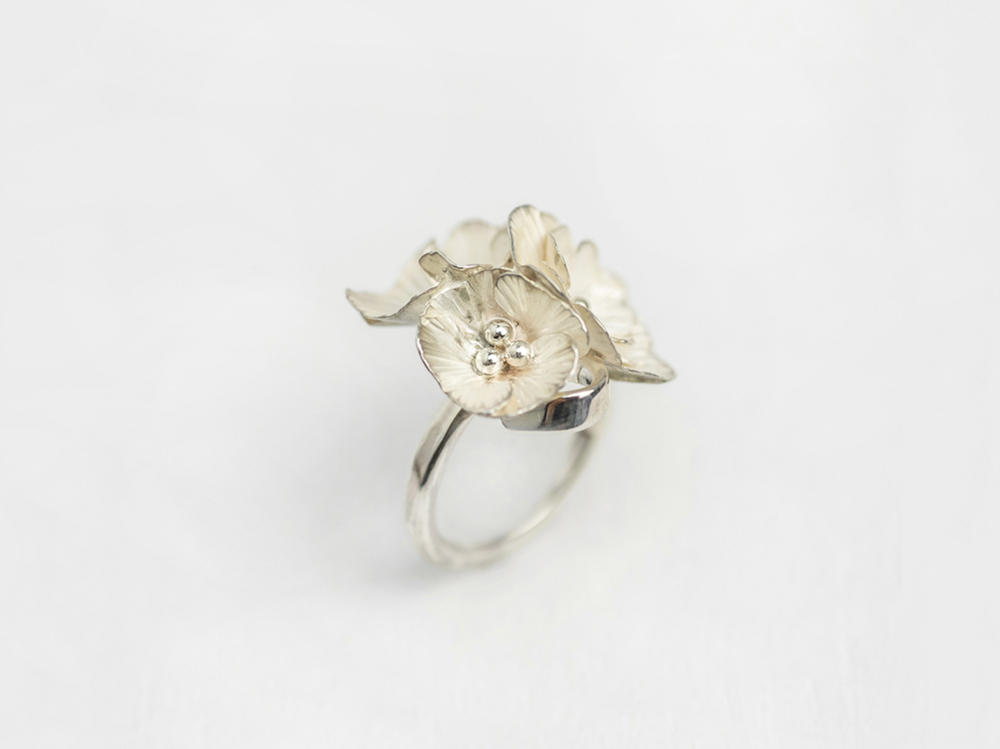 Bague 3 fleurs argent