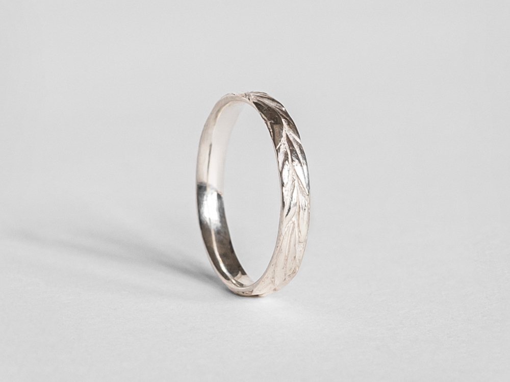 Alliance feuille d'olivier fine argent 925