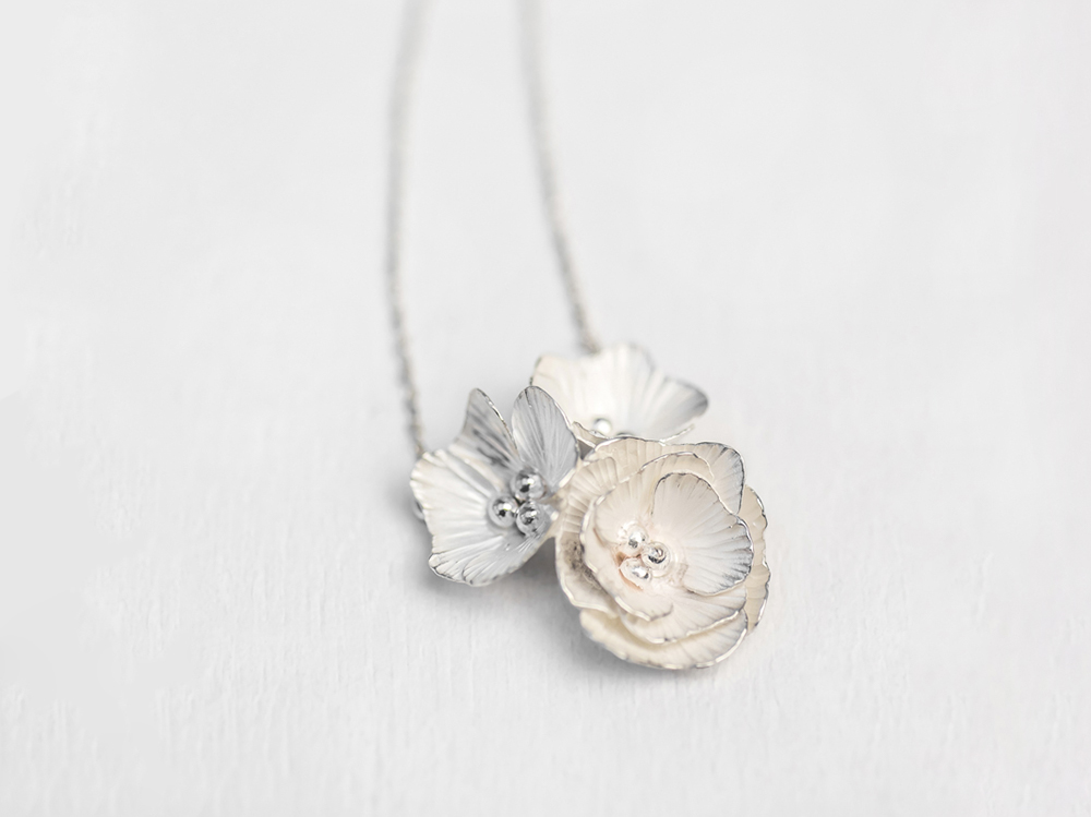 Collier fleur argent 925