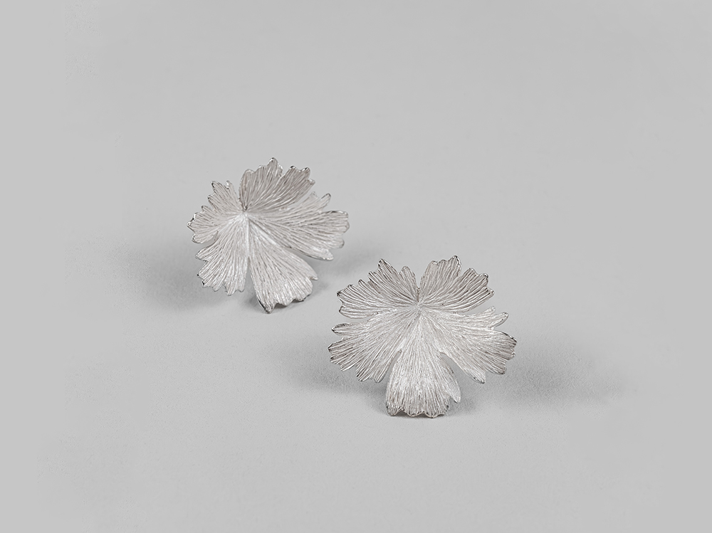 Boucles d'oreilles Herbes Folles 1 feuille en argent S