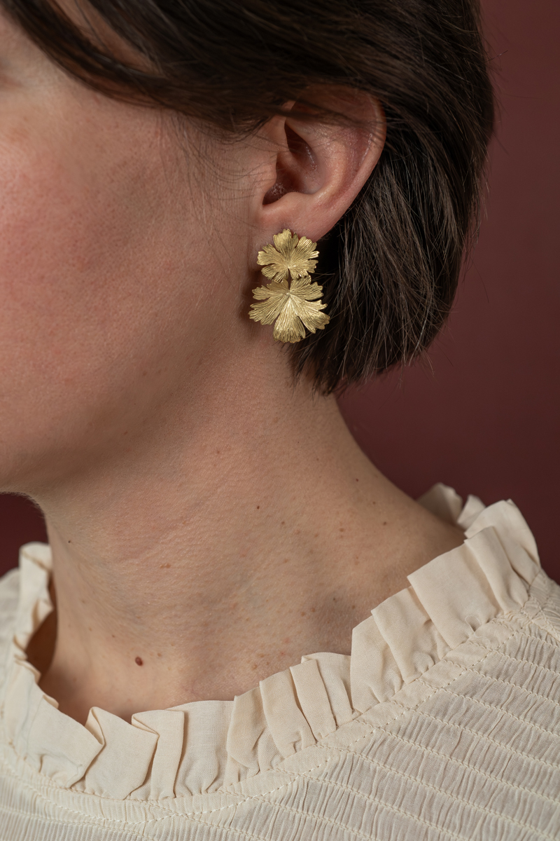 Boucles d'oreilles feuilles en or jaune 18 carats