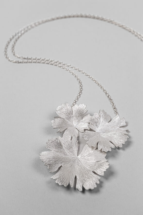 Collier Herbes Folles 3 feuilles argent