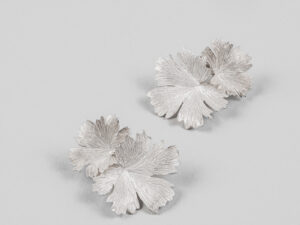 Boucles d&rsquo;oreilles Herbes Folles 2 feuilles en argent