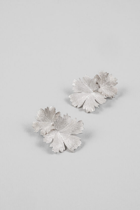 Boucles d'oreilles Herbes Folles 2 feuilles en argent