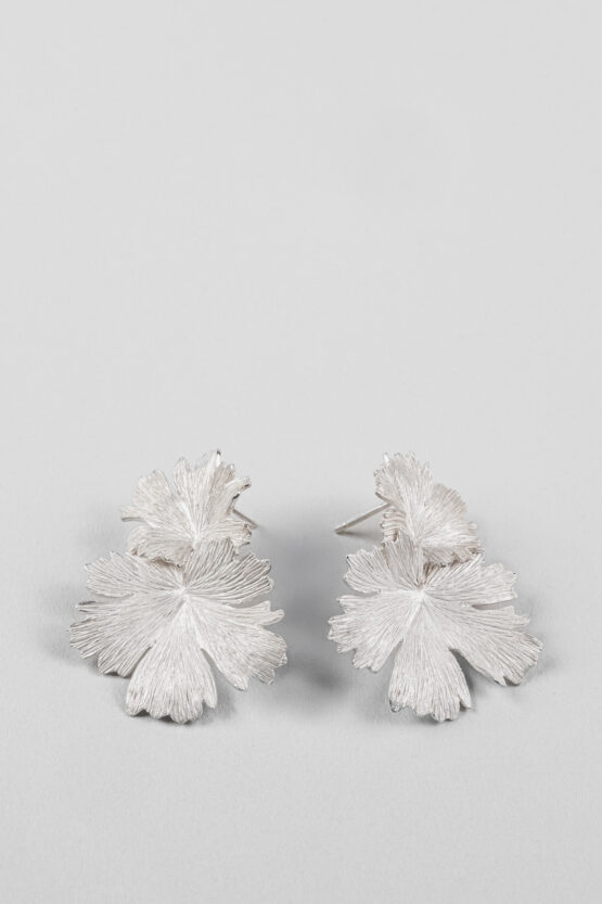 Boucles d'oreilles Herbes Folles 2 feuilles en argent – Image 2