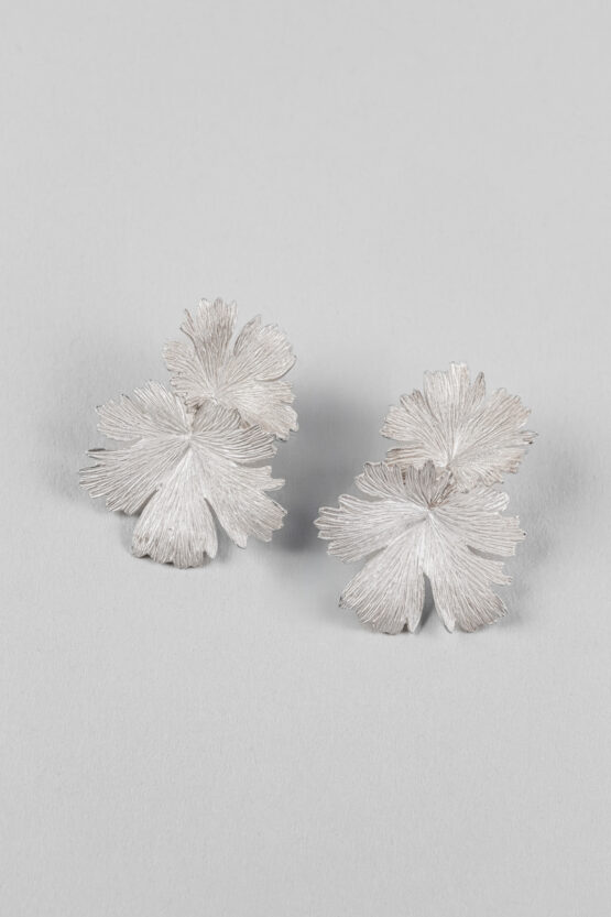 Boucles d'oreilles Herbes Folles 2 feuilles en argent – Image 6