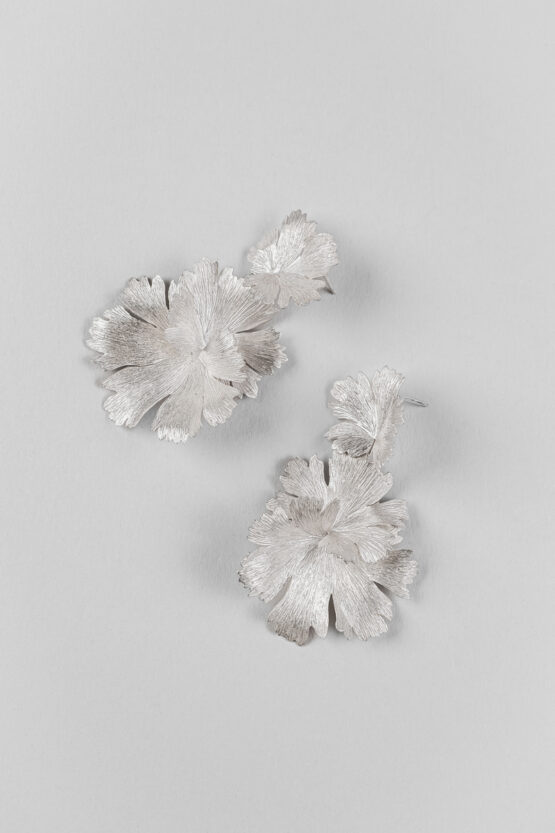 Boucles d'oreilles Herbes Folles 3 feuilles en argent – Image 3