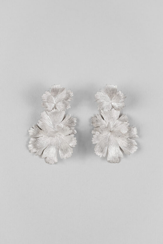 Boucles d'oreilles Herbes Folles 3 feuilles en argent – Image 2