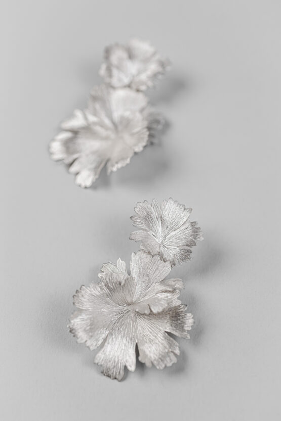 Boucles d'oreilles Herbes Folles 3 feuilles en argent – Image 5