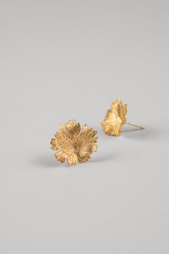 Boucles d'oreilles Herbes Folles 1 feuilles en or XS – Image 2