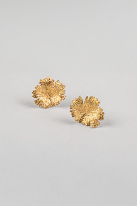 Boucles d'oreilles Herbes Folles 1 feuilles en or XS – Image 3