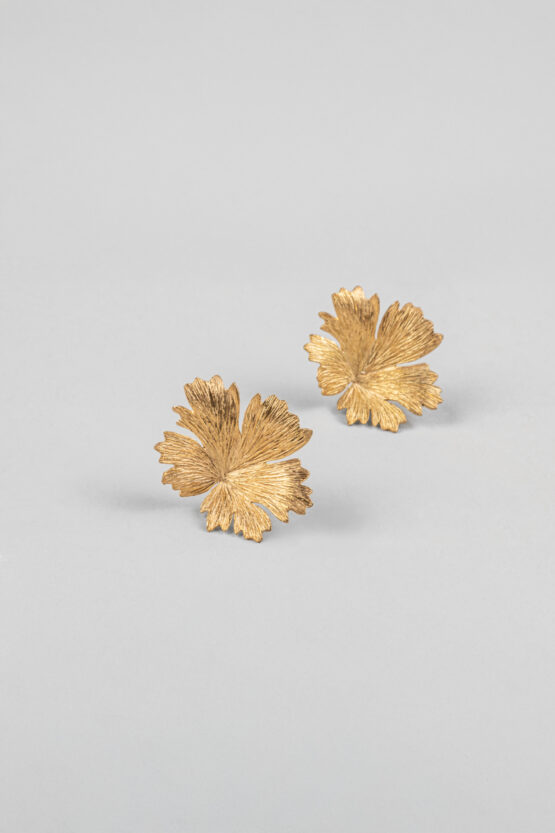 Boucles d'oreilles Herbes Folles 1 feuilles en or S