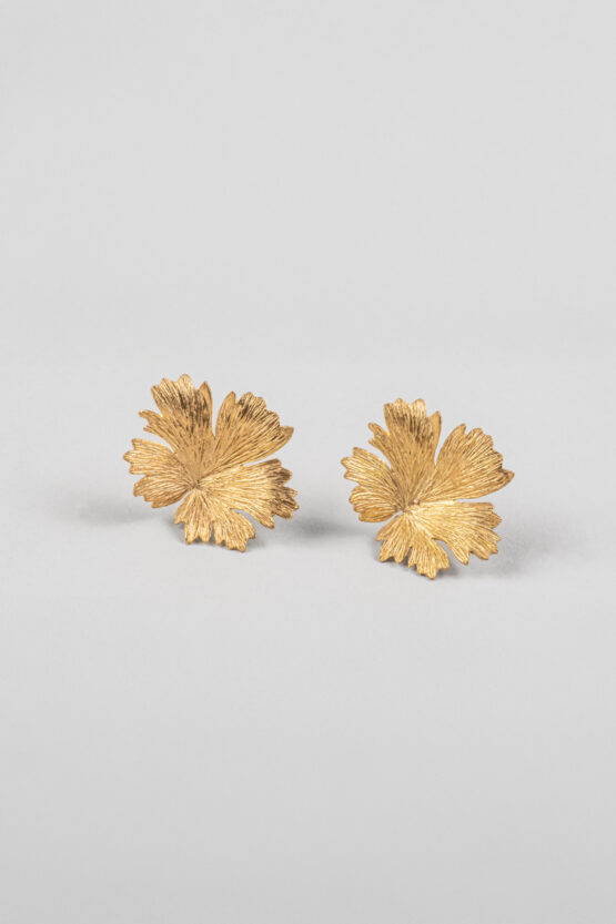 Boucles d'oreilles Herbes Folles 1 feuilles en or S – Image 2