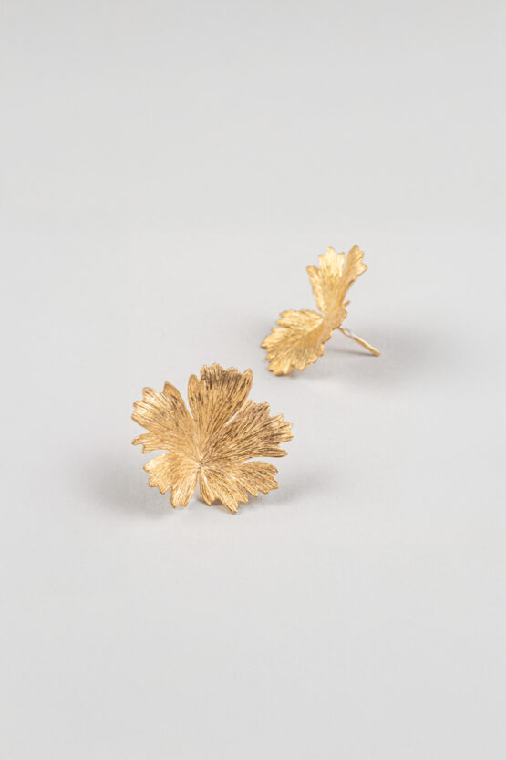 Boucles d'oreilles Herbes Folles 1 feuilles en or S – Image 3
