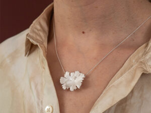 Collier Herbes Folles 2 feuilles en argent